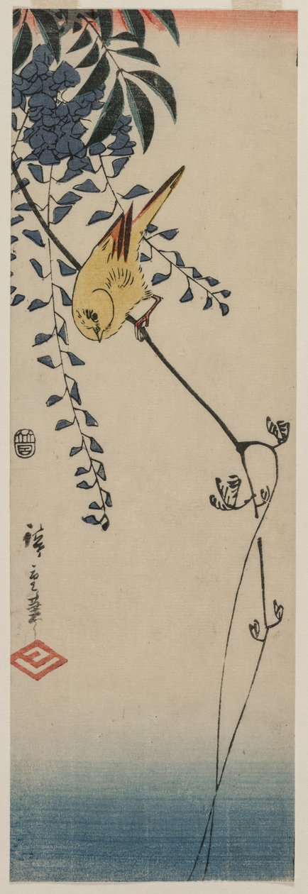 Kanarieöarna och Wisteria av Utagawa Hiroshige