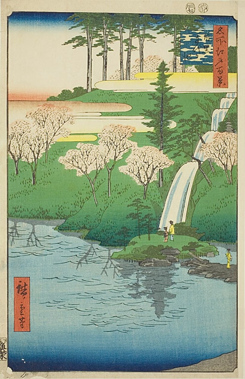 Chiyogaike Pond, Meguro (Meguro Chiyogaike), nr 23 från serien "Hundra berömda vyer av Edo (Meisho Edo hyakkei)" av Utagawa Hiroshige