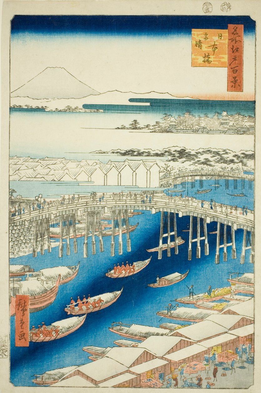 C ware ware af hand r S w at Japan B reason (Nihonbashi snow clear), from the series s "Ridge for ridges" 100 views)” av Utagawa Hiroshige