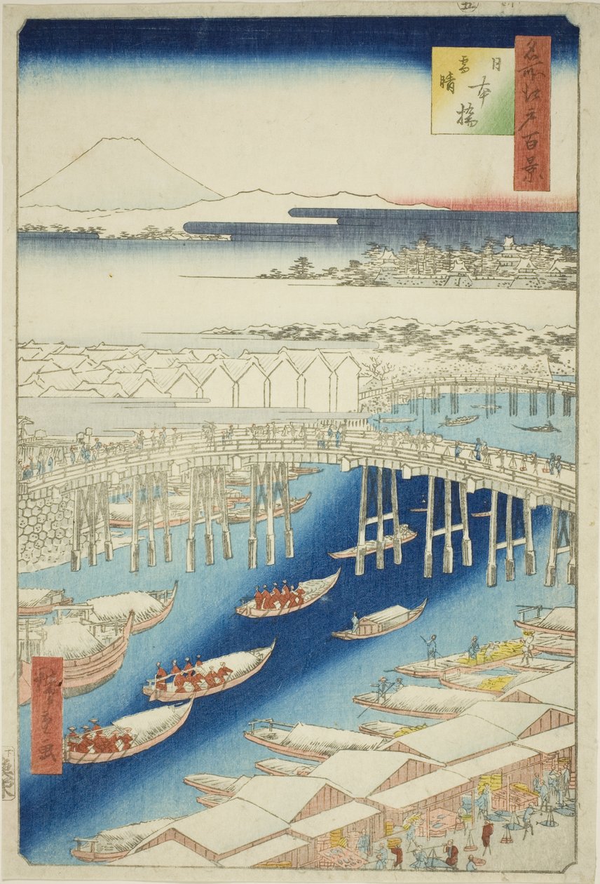 C ware ware af hand r S w at Japan B reason (Nihonbashi snow clear), from the series s "Ridge for ridges" 100 views)” av Utagawa Hiroshige