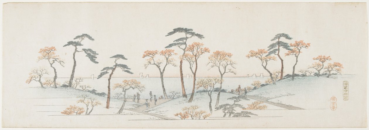 Färgade blad i Kaianji-templet, 1837-1844 av Utagawa Hiroshige