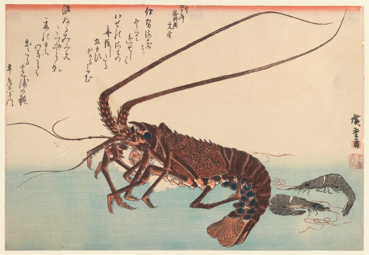 Kräftor och två räkor, från Great Fish-serien (börjad 1832), 1840 (träblock i färg) av Utagawa Hiroshige
