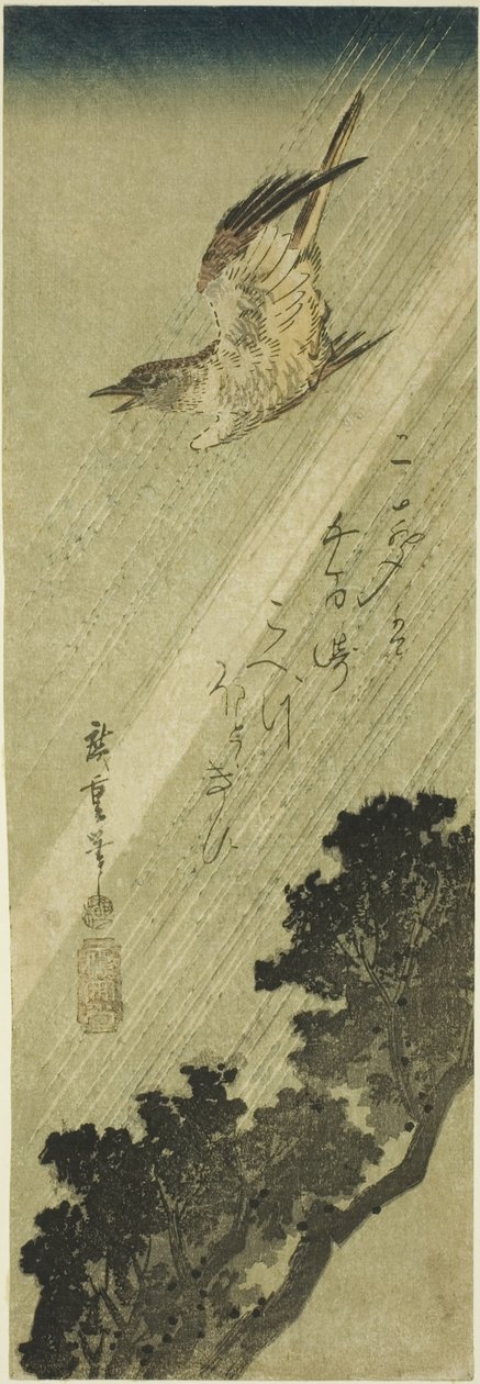 Göken flyger i regn av Utagawa Hiroshige