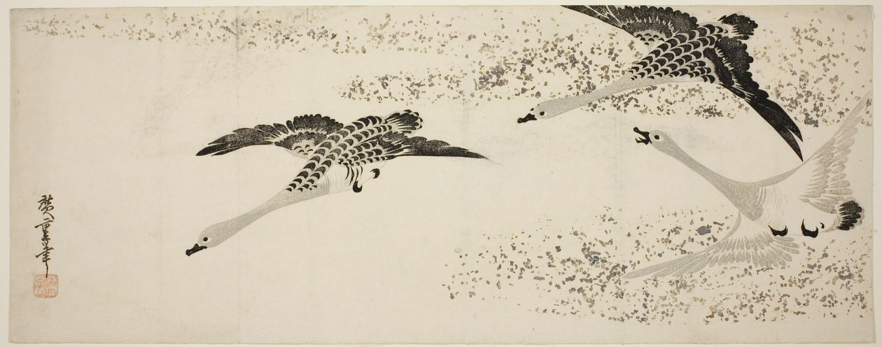 Nedstigande gäss av Utagawa Hiroshige