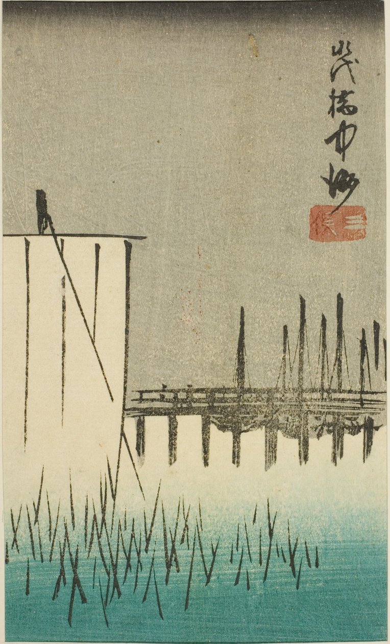 Eitai Bridge, Nakasu och Mitsumata Harimaze Koto Meisho” av Utagawa Hiroshige
