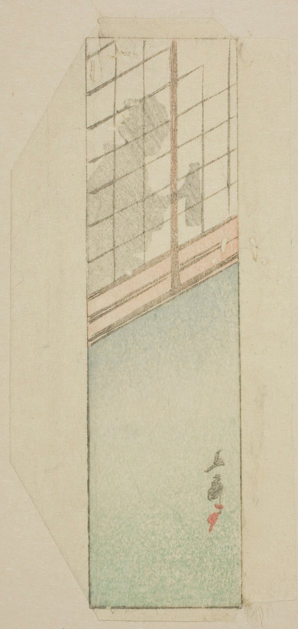 Kuvert av kvinna bakom skjutbara skärmar av Utagawa Hiroshige