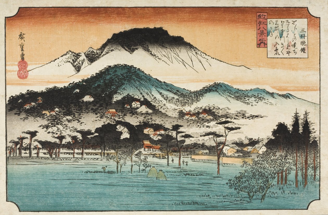 Kvällsklockan vid Miidera av Utagawa Hiroshige