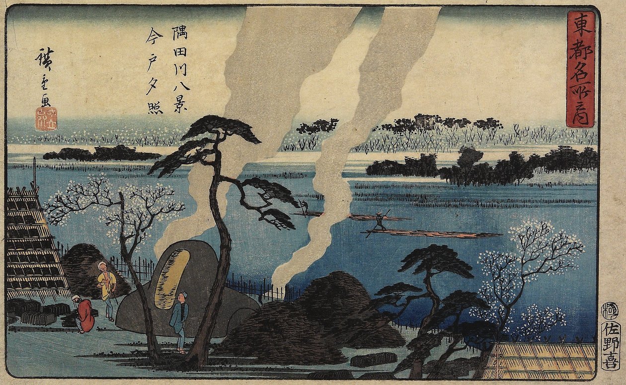 Kvällsglöd i Imado, ca 1840-1842 av Utagawa Hiroshige