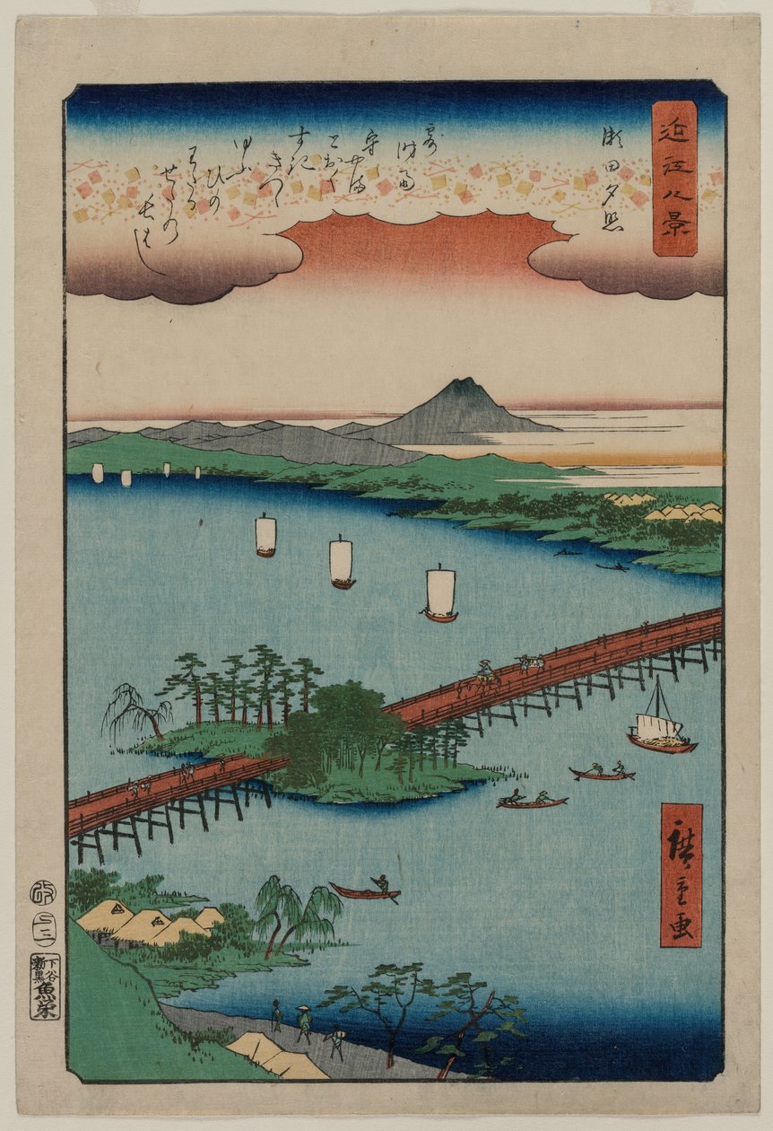 Evening Glow at Seta, från serien Eight Views of Ōmi av Utagawa Hiroshige