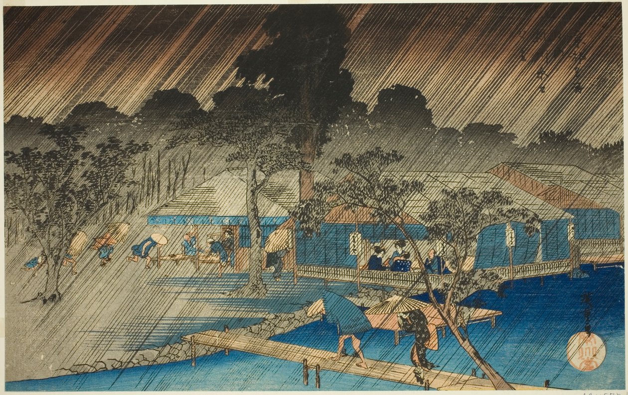 Eve person g Shouer på Te edition k f Correction River (Yumidate of Tadasugawara), från Te-serien ``Fa-nätverkets PA-medlems bostad och plats (bostad och plats av intresse)