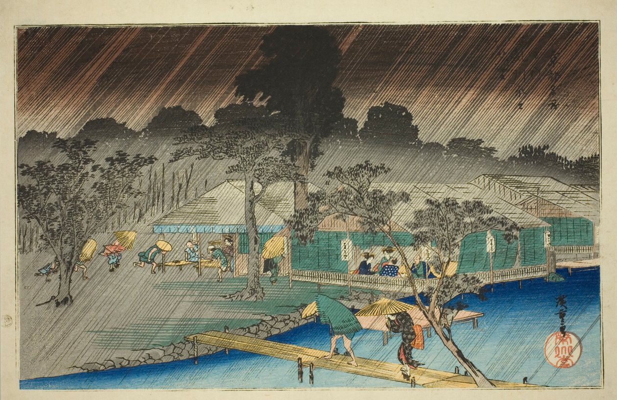 Eve person g Shouer på Te edition k f Correction River (Yumidate of Tadasugawara), från Te-serien ``Fa-nätverkets PA-medlems bostad och plats (bostad och plats av intresse)