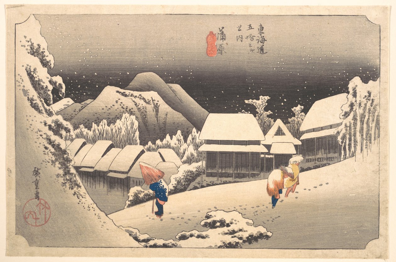 Kvällssnö av Utagawa Hiroshige