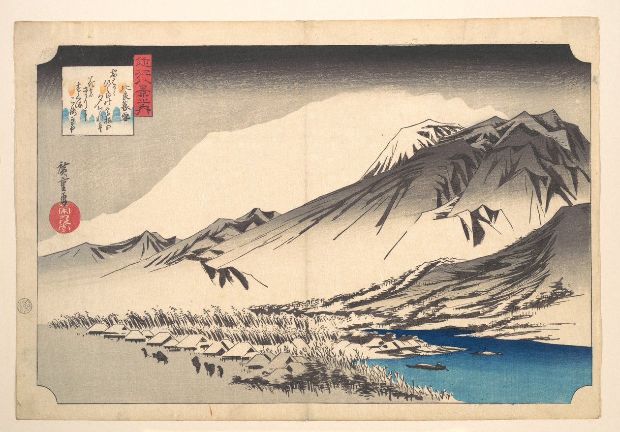 Kvällssnö på berget Hira av Utagawa Hiroshige