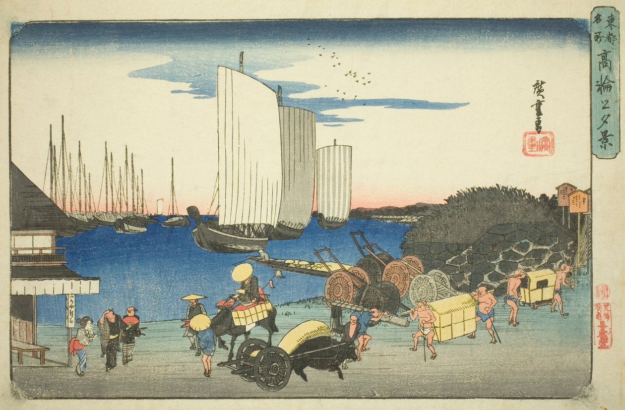 Evening View of Takanawa (Takanawa no yukei), från serien "Famous Places in the Eastern Capital (Toto meisho)" av Utagawa Hiroshige
