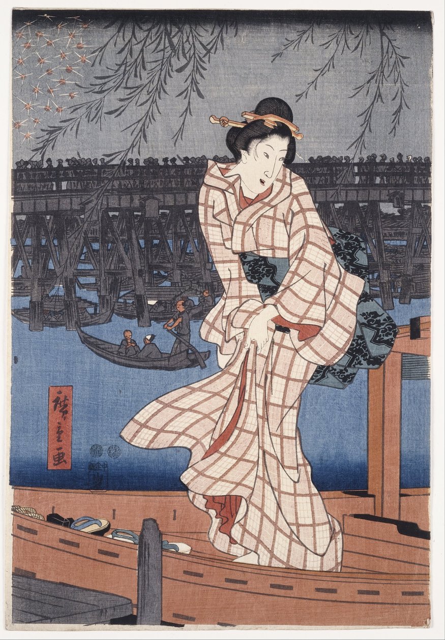 Kväll vid floden Sumida av Utagawa Hiroshige