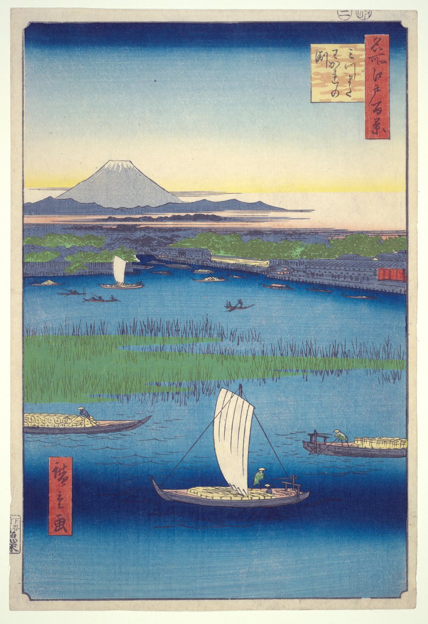 Fairwell Deep at Mitsumata Fork, från serien One Hundred Famous Views of Edo av Utagawa Hiroshige