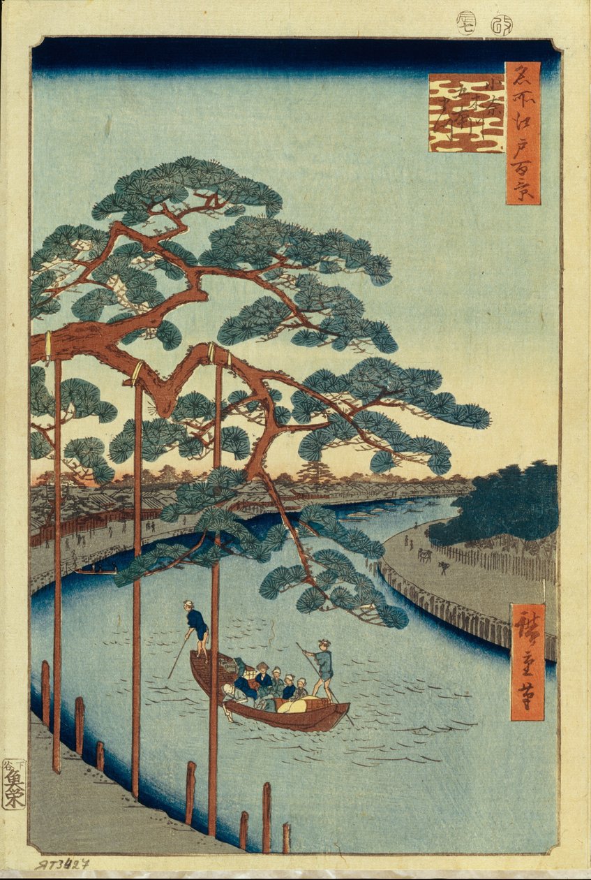Five Pines och Onagi-kanalen Hundra berömda utsikter över Edo, 1856-1858 av Utagawa Hiroshige