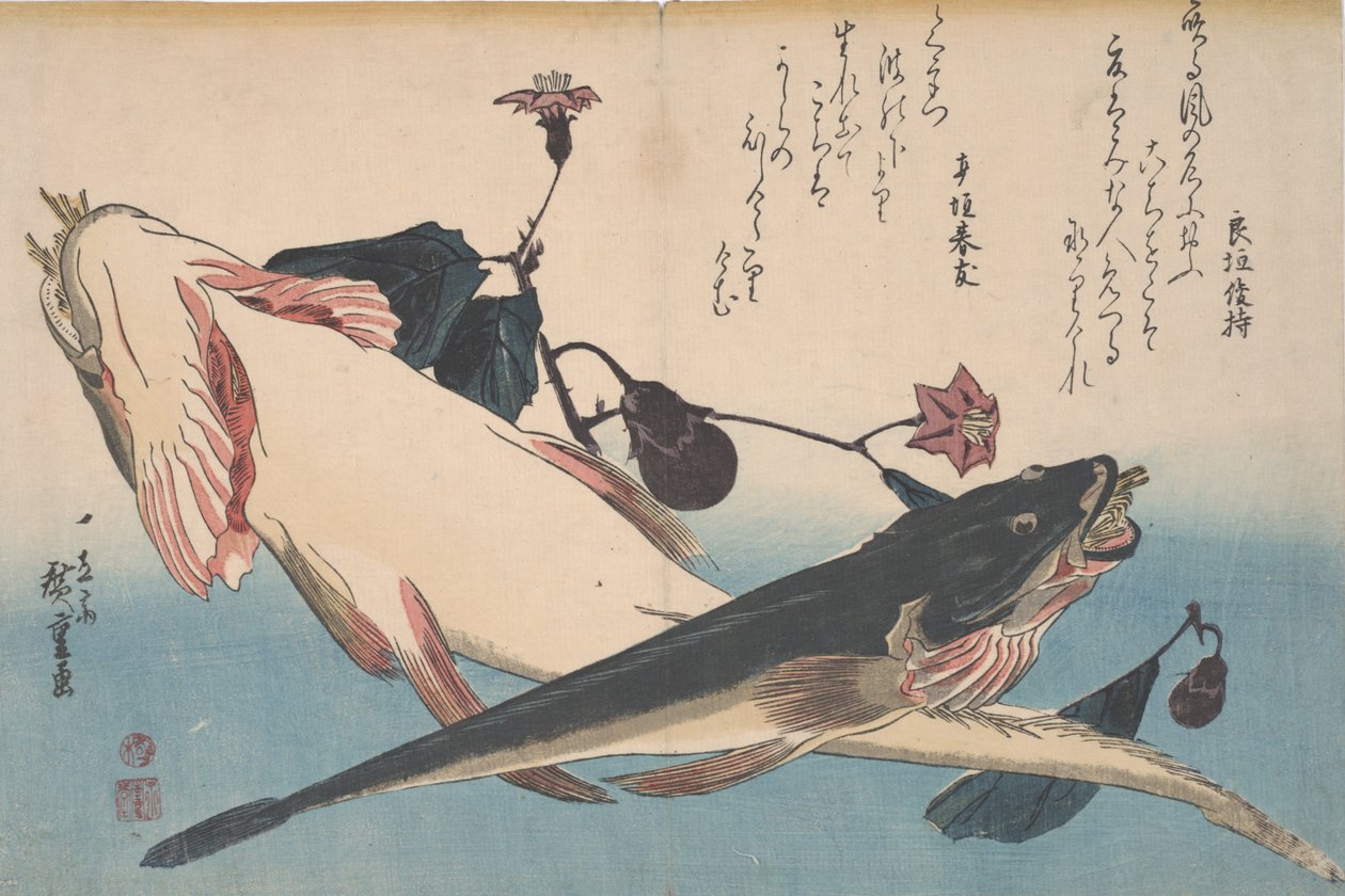 Flatheads and Aubergine, c.1830 av Utagawa Hiroshige