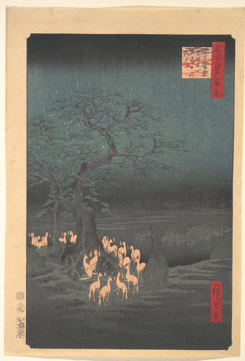 Rävar möts i Ōji av Utagawa Hiroshige