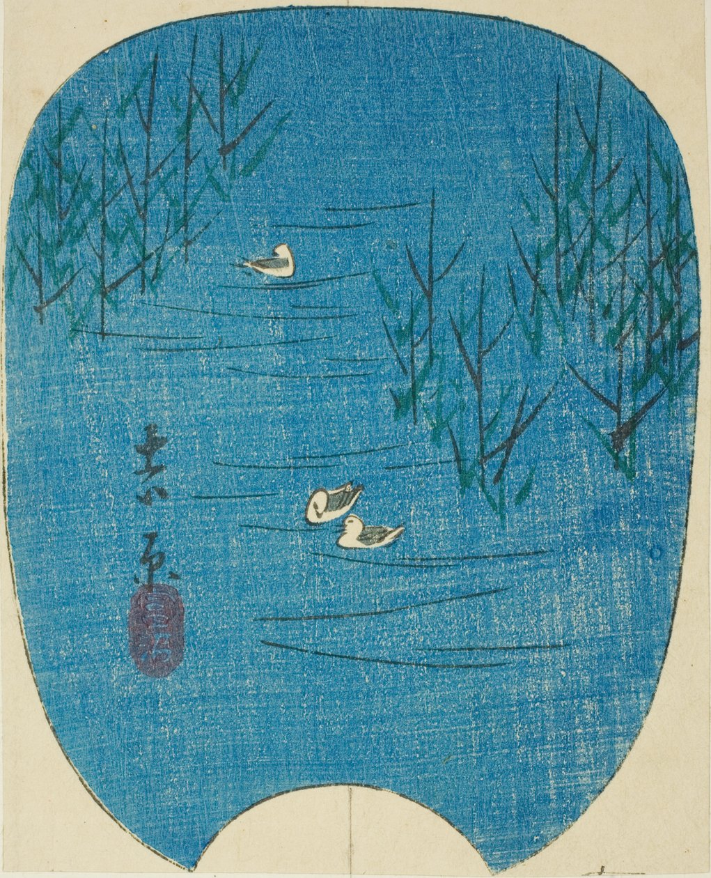 Fuji Marsh i Yoshiwara (Fujinuma, Yoshiwara), sektion av blad nr 4 från serien "Bilder av de femtiotre stationerna i Tokaido (Tokaido gojusan tsugi zue)" av Utagawa Hiroshige
