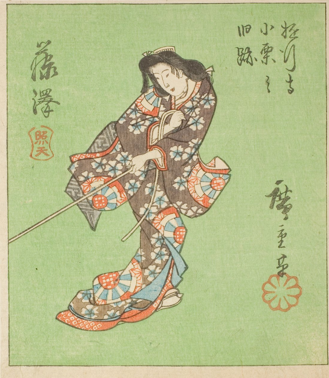 Fujisawa, sektion av ark nr. 2 från serien "Utklippta bilder av Tokaido (Tokaido harimaze zue)" av Utagawa Hiroshige