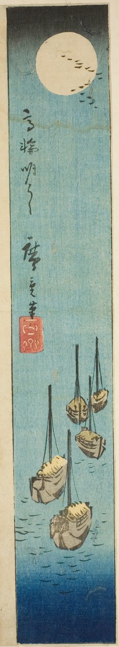 Fullmåne över Takanawa (Takanawa meigetsu), avsnitt av ett ark från serien "Utskärningar av kända platser i Edo (Harimaze Koto meisho)" av Utagawa Hiroshige