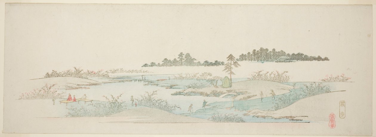 Hagi Temple (Hagidera), från serien "Thirteen Views of the Environs of Edo" av Utagawa Hiroshige