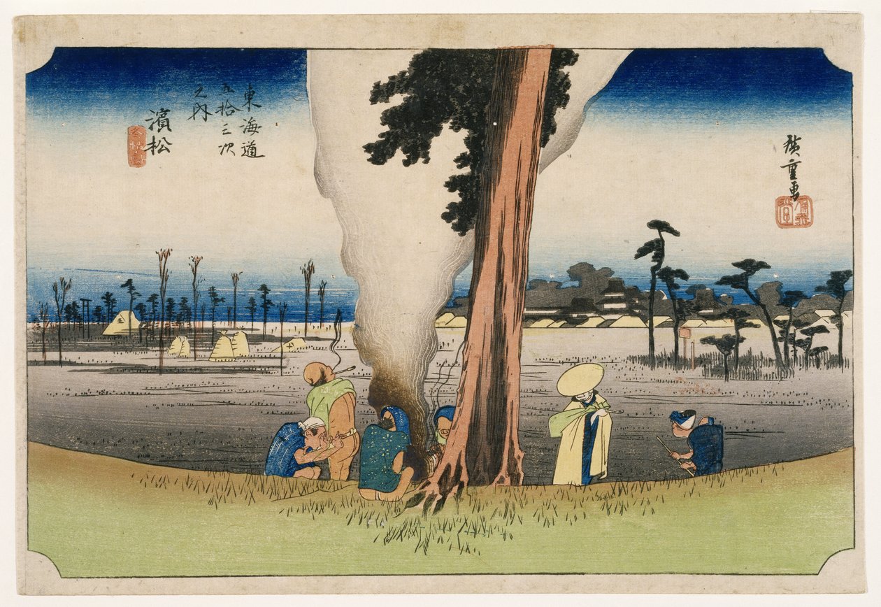 Hamamatsu, från Fifty-three Stations on the Tokaido Highway, c.1834 (träblock i färg) av Utagawa Hiroshige