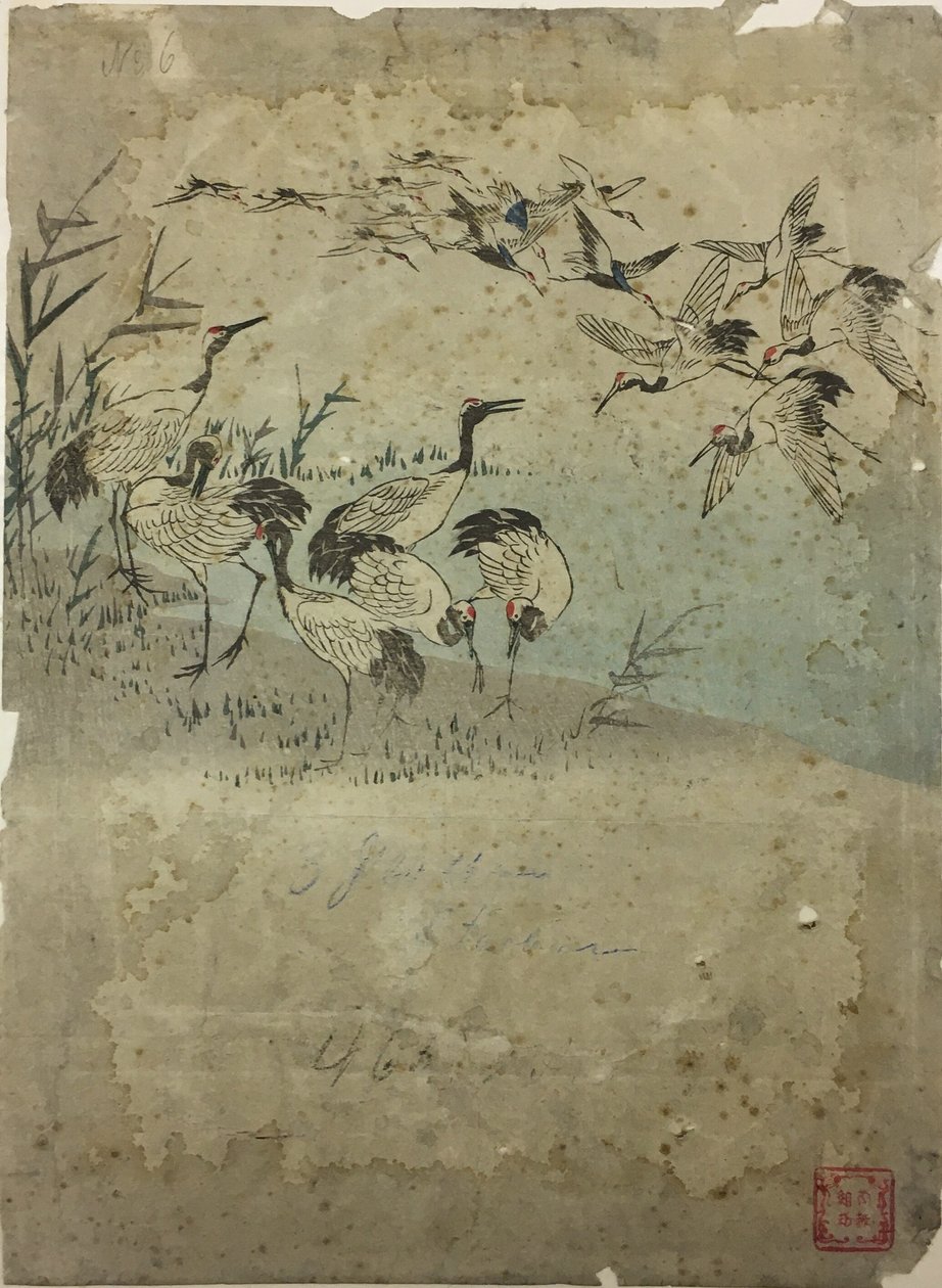 Hägrar bland gräs av Utagawa Hiroshige