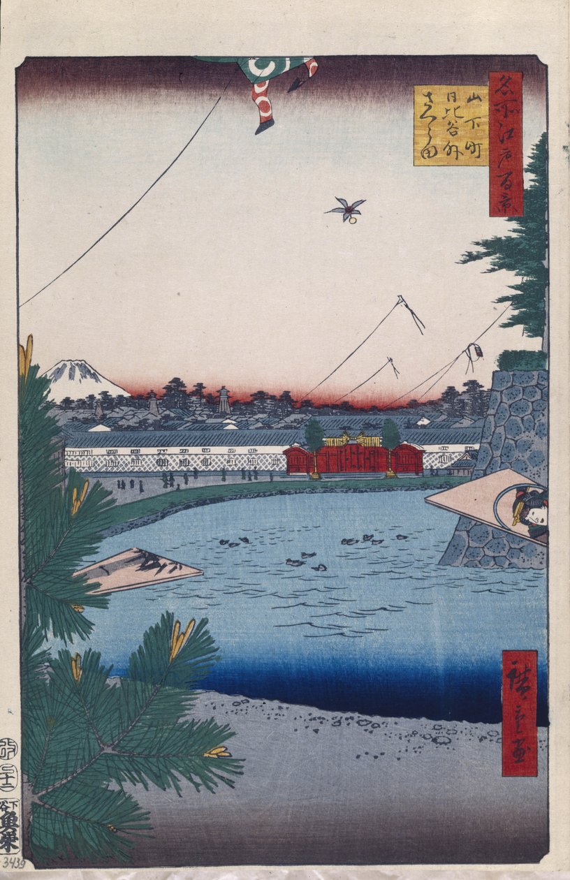 Hibiya och Soto-Sakurada från Yamashita-cho Hundra berömda vyer av Edo, 1856-1858 av Utagawa Hiroshige
