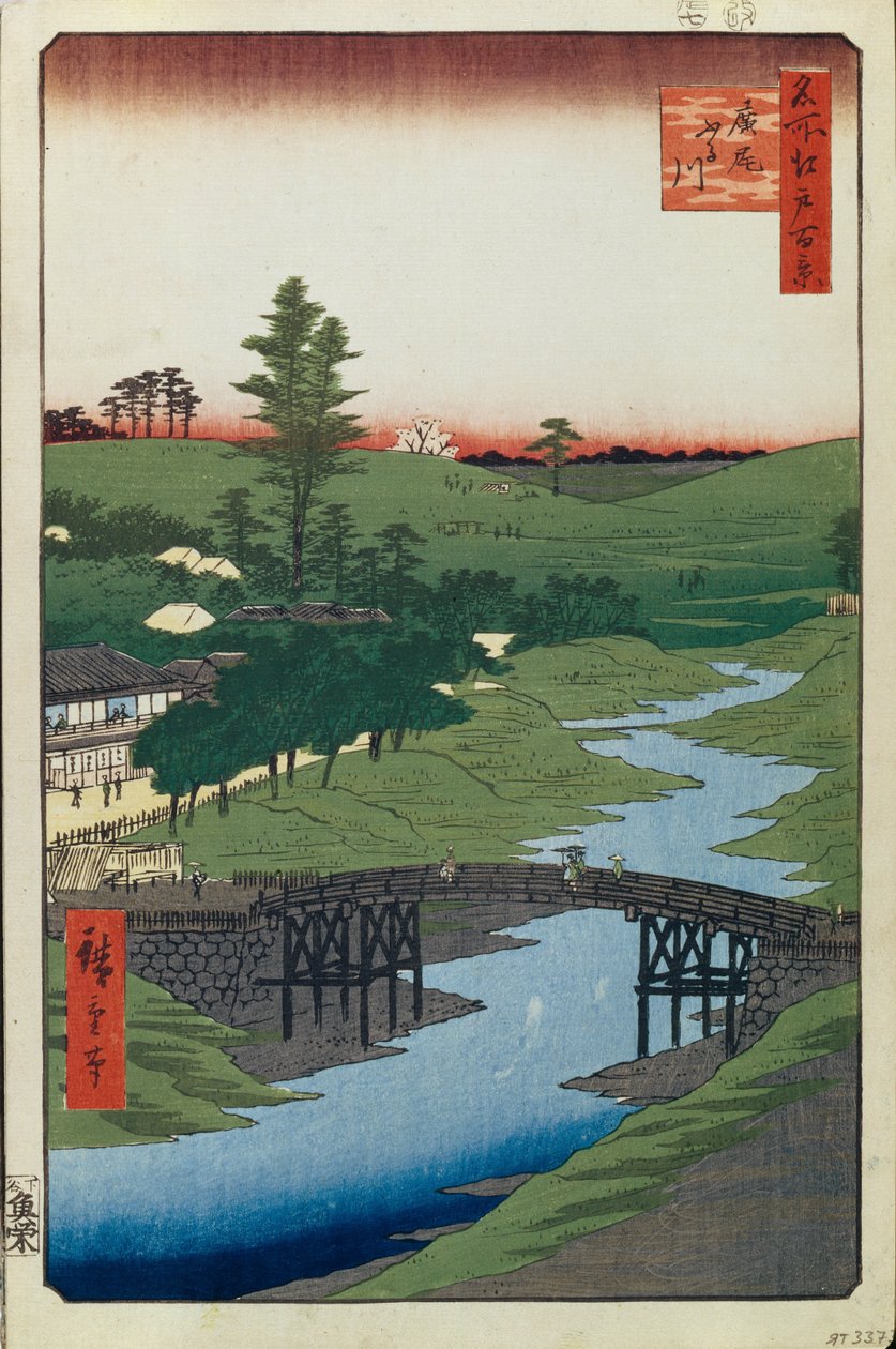 Hiroo vid Furukawafloden Hundra berömda utsikter över Edo, 1856-1858 av Utagawa Hiroshige
