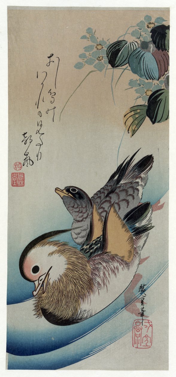 Hiroshige (1838) Två mandarinankor av Utagawa Hiroshige