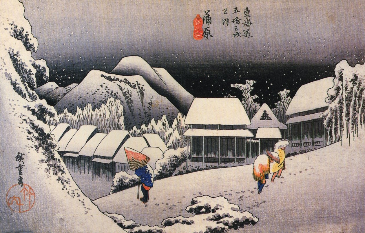 Hiroshige, En by i snön av Utagawa Hiroshige