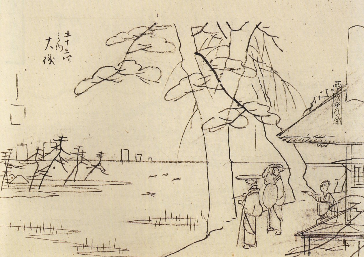 Hiroshige, Människor med utsikt över vattnet av Utagawa Hiroshige