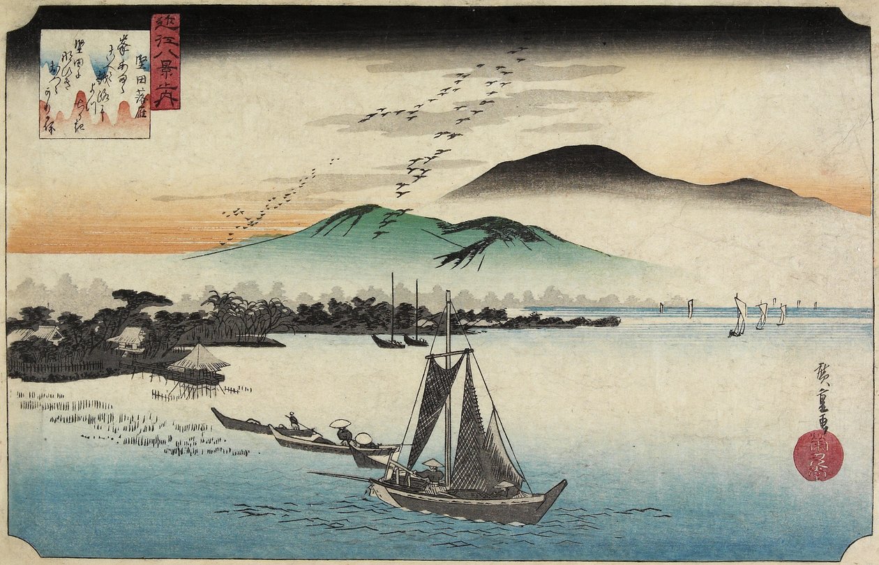 Söka gäss vid Katada, ca. 1834 av Utagawa Hiroshige