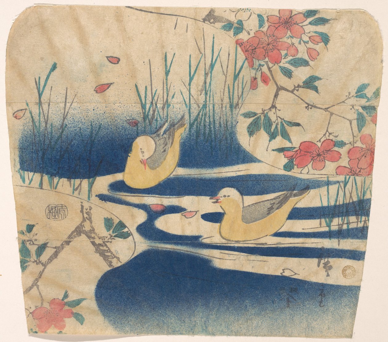 Skrattmåsar och körsbärsblommor av Utagawa Hiroshige