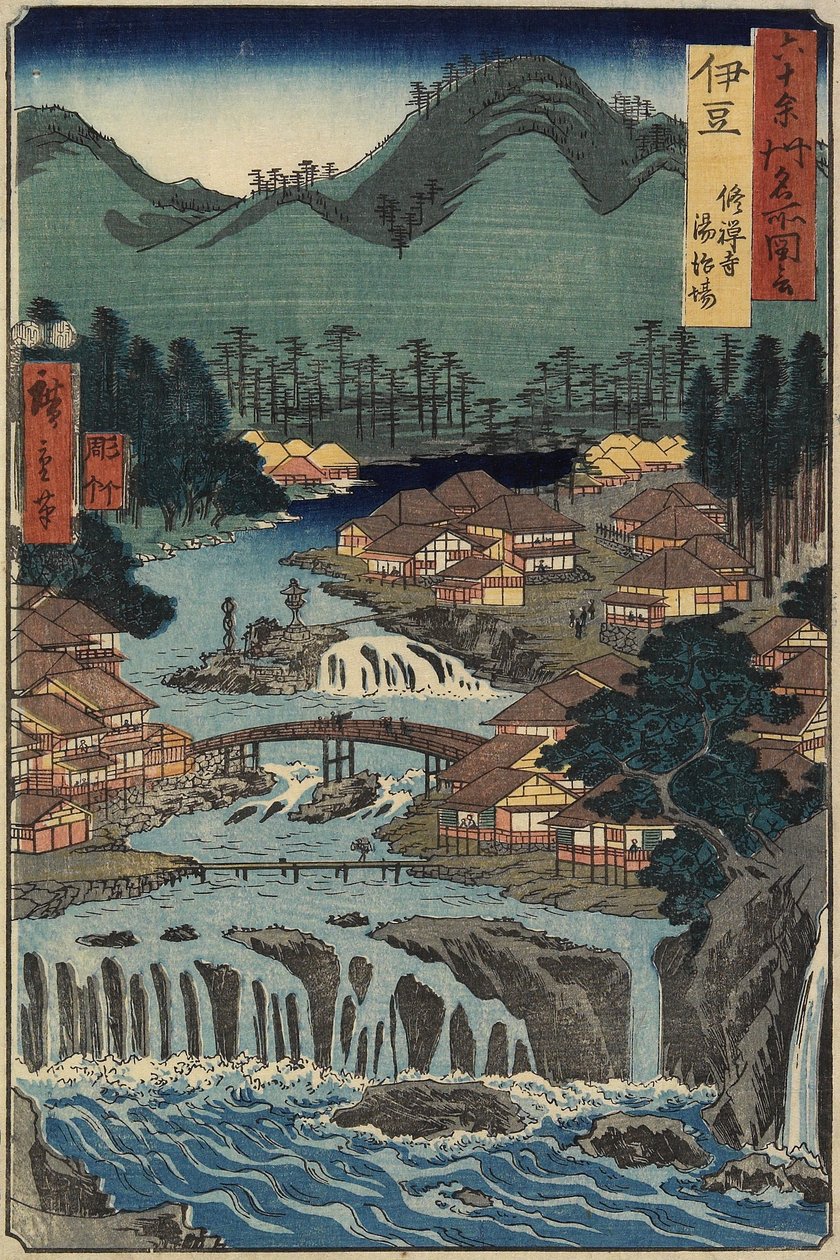 Varma källor vid Shuzenji, Izu-provinsen, augusti 1853 av Utagawa Hiroshige