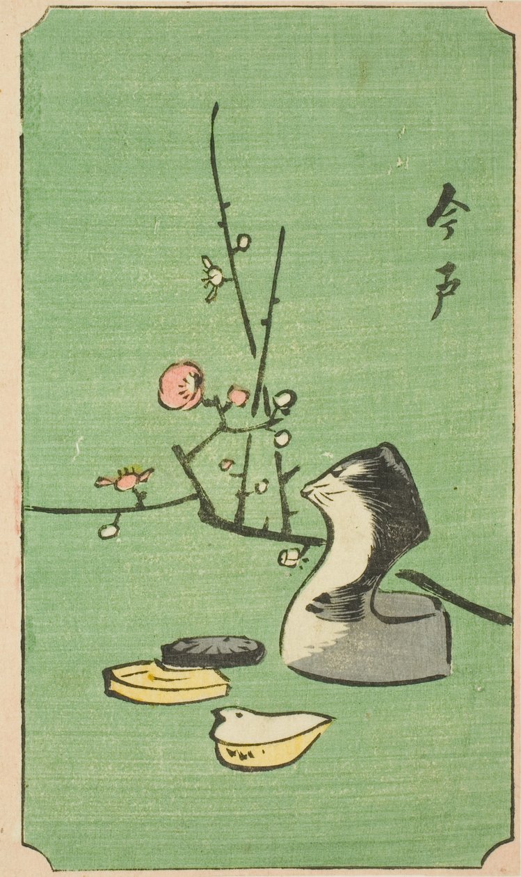 Imado, avsnitt av ett ark från serien "Utklippta bilder av kända platser i Edo (Edo meisho harimaze zue)" av Utagawa Hiroshige