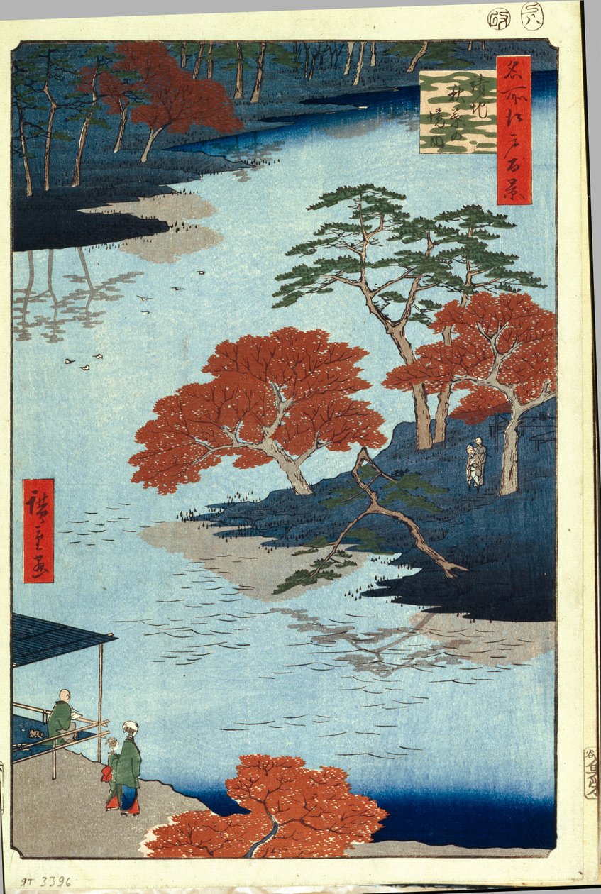 Inne i Akiba Shrine vid Ukeji. Hundra berömda vyer av Edo, ca. 1858 av Utagawa Hiroshige