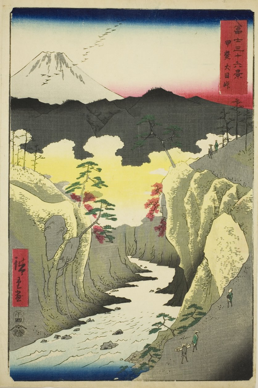 Inume Pass i Kai-provinsen (Kai Inume toge), från serien "Trettiosex utsikter över berget Fuji (Fuji sanjurokkei)" av Utagawa Hiroshige