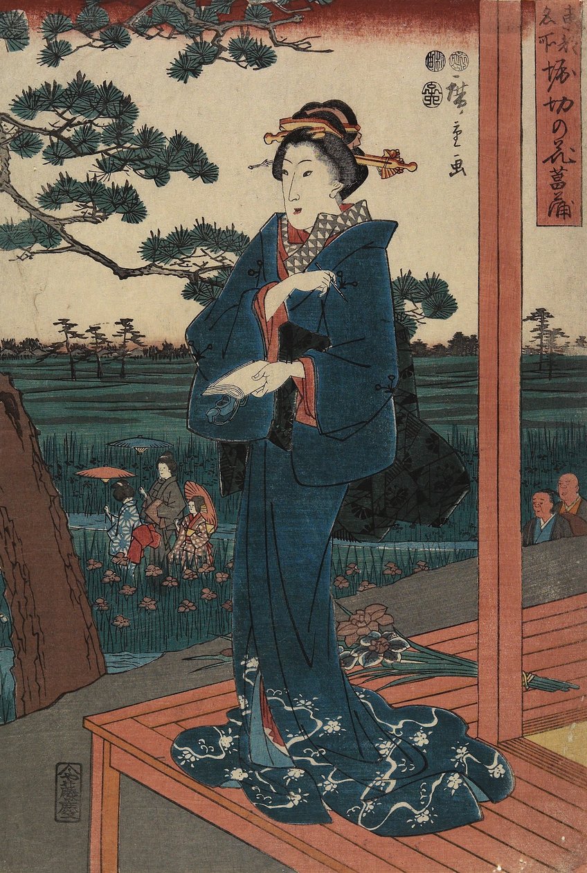 Enter s is Eden at Horikiri, Ap Ri l 1852 av Utagawa Hiroshige
