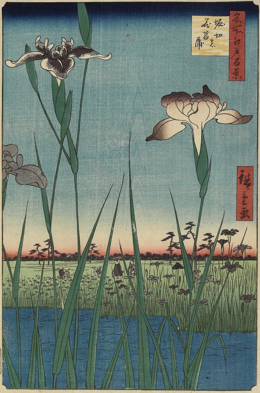 Iris trädgård i Horikiri, maj 1857 av Utagawa Hiroshige