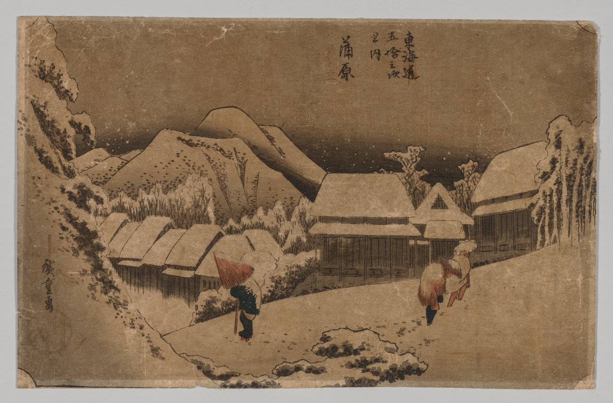 Kambara: Kvällssnö av Utagawa Hiroshige