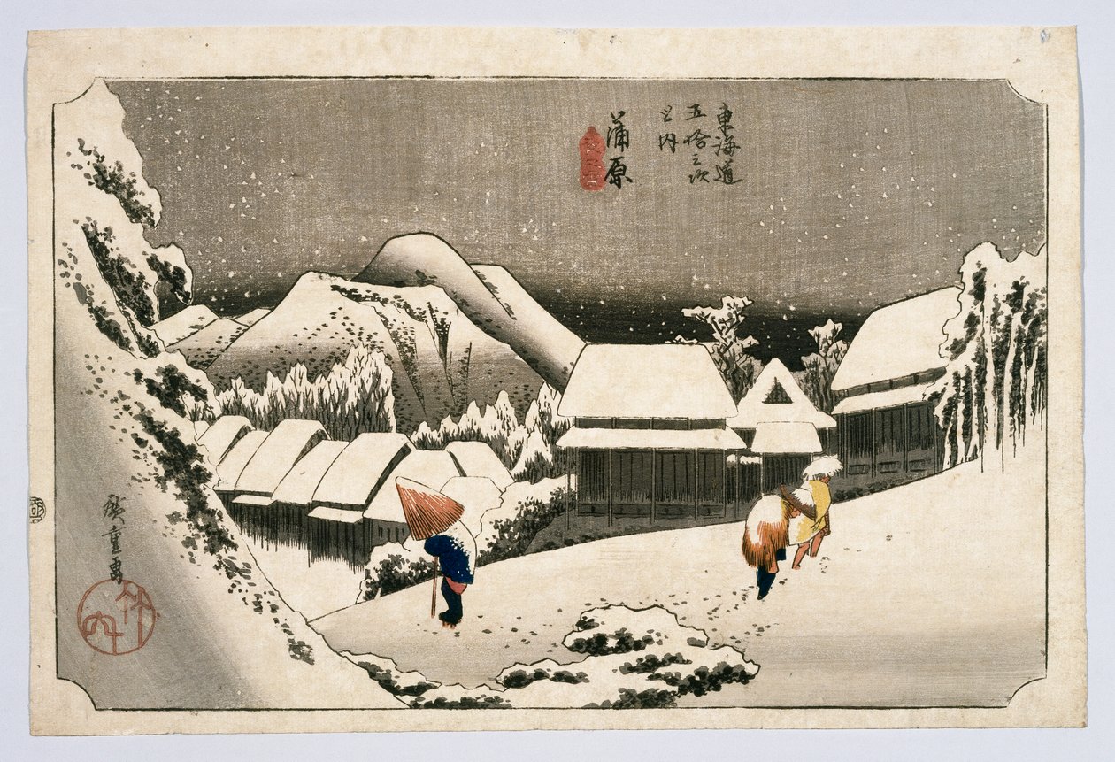 Kambara, från femtiotre stationer på Tokaido Highway, ca 1834 eller senare (träblocktryck) av Utagawa Hiroshige