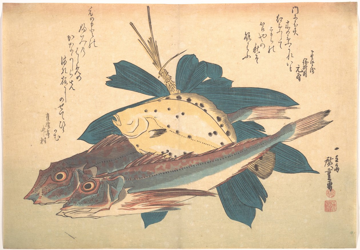 Kanagashira- och Karei-fiskar, ur serien Uozukushi (Alla sorters fisk) av Utagawa Hiroshige