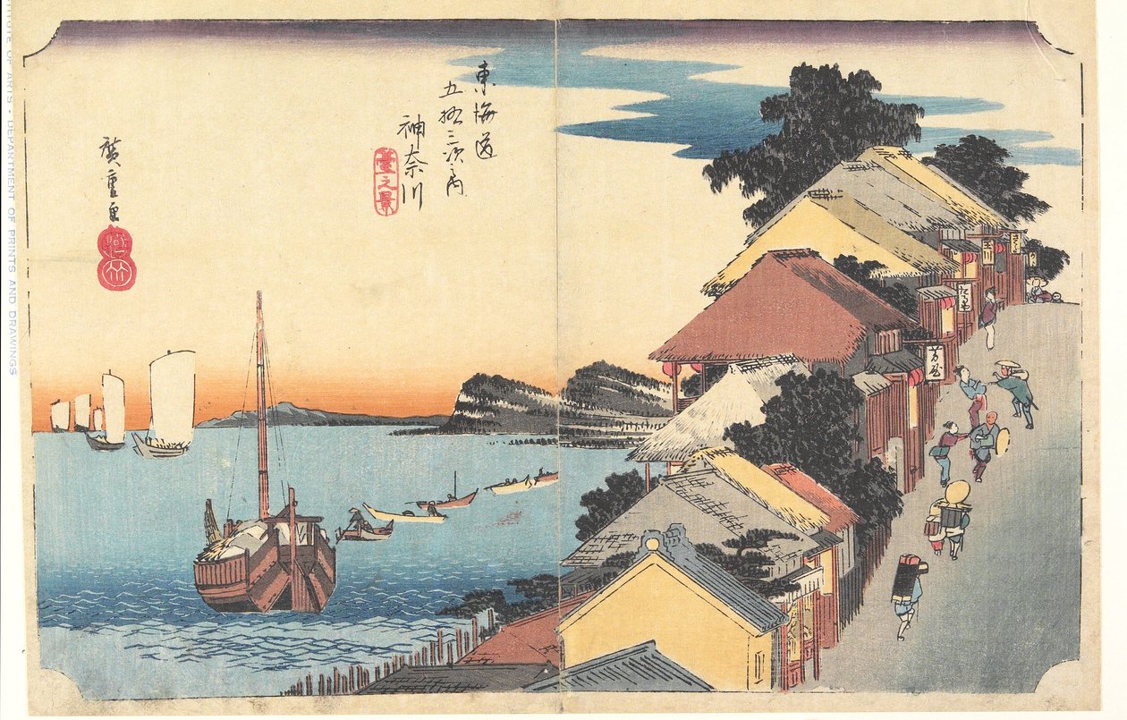 Kanagawa: Utsikt över vallen av Utagawa Hiroshige