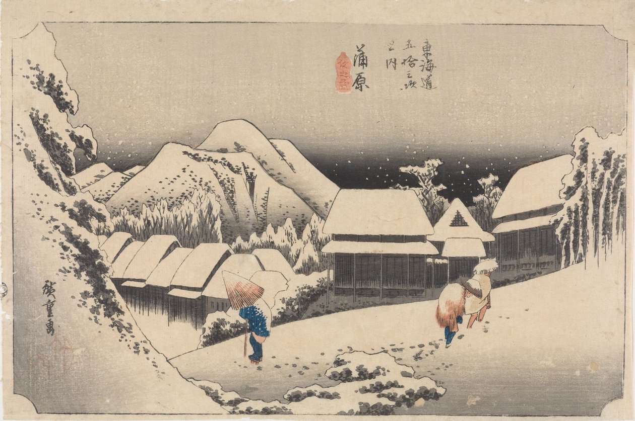 Kanbara: Nattlig snö av Utagawa Hiroshige