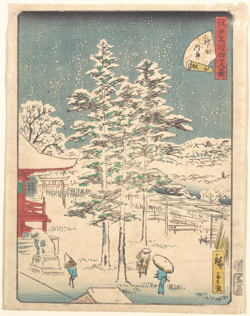 Snö vid Kanda-templet av Utagawa Hiroshige