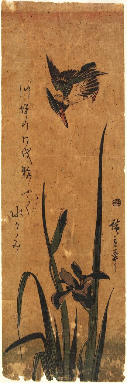 Eisvogel und Iris av Utagawa Hiroshige
