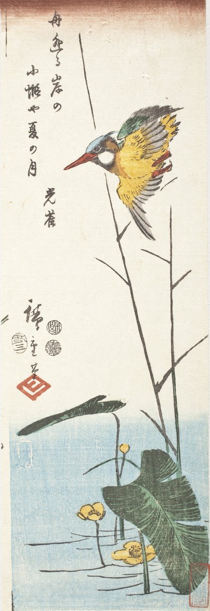 Kungsfiskare och vass av Utagawa Hiroshige